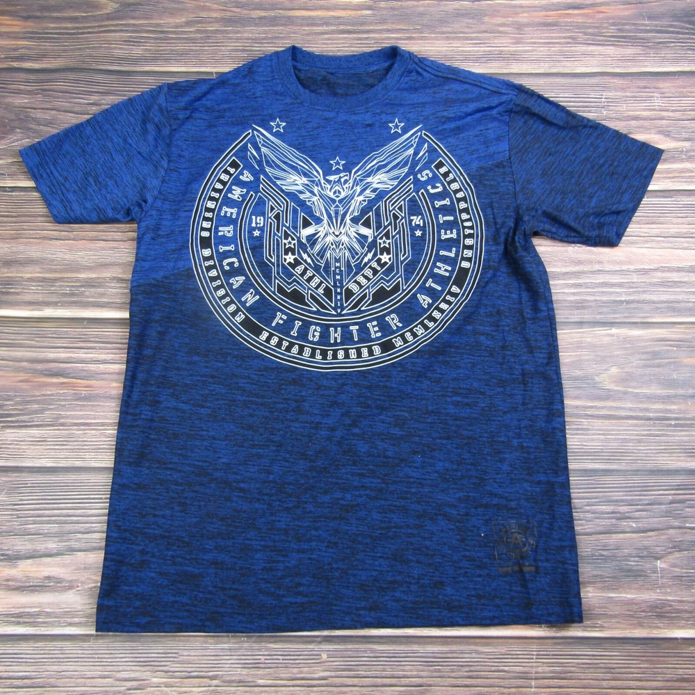 American Fighter Mens Medium Training T Shirt UFC MMA Gym Workout Blue